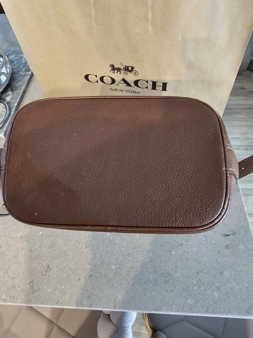 Coach Brown Signature Canvas Bucket Bag